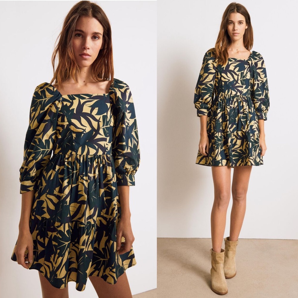 Ba&sh Winny Organic Cotton Printed Short Mini Dress Size US 6